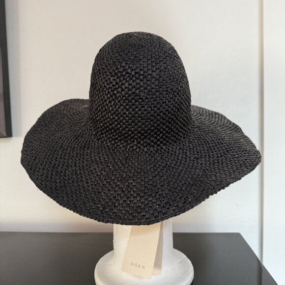 NWT DOEN TAFT BLACK RAFFIA WOVEN HAT S/M - Picture 9 of 9